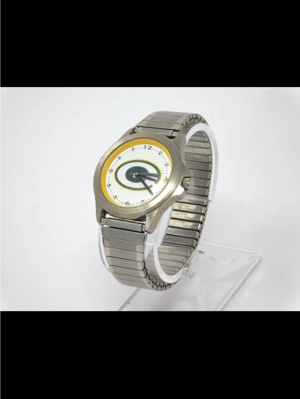 Green Bay Packers Men's Watch Logo Art Stretch Band Stainless Steel NFL Fan Gear